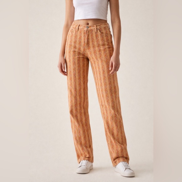 BDG Pants - BDG Urban Outfitters Mom High Rise Corduroy Striped Floral Pants